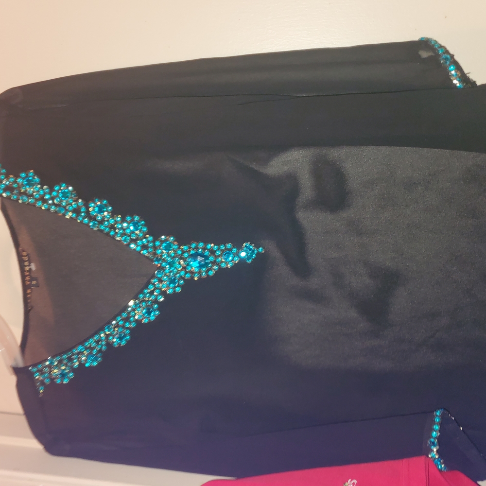 Black Dress with Blue Beaded Accents